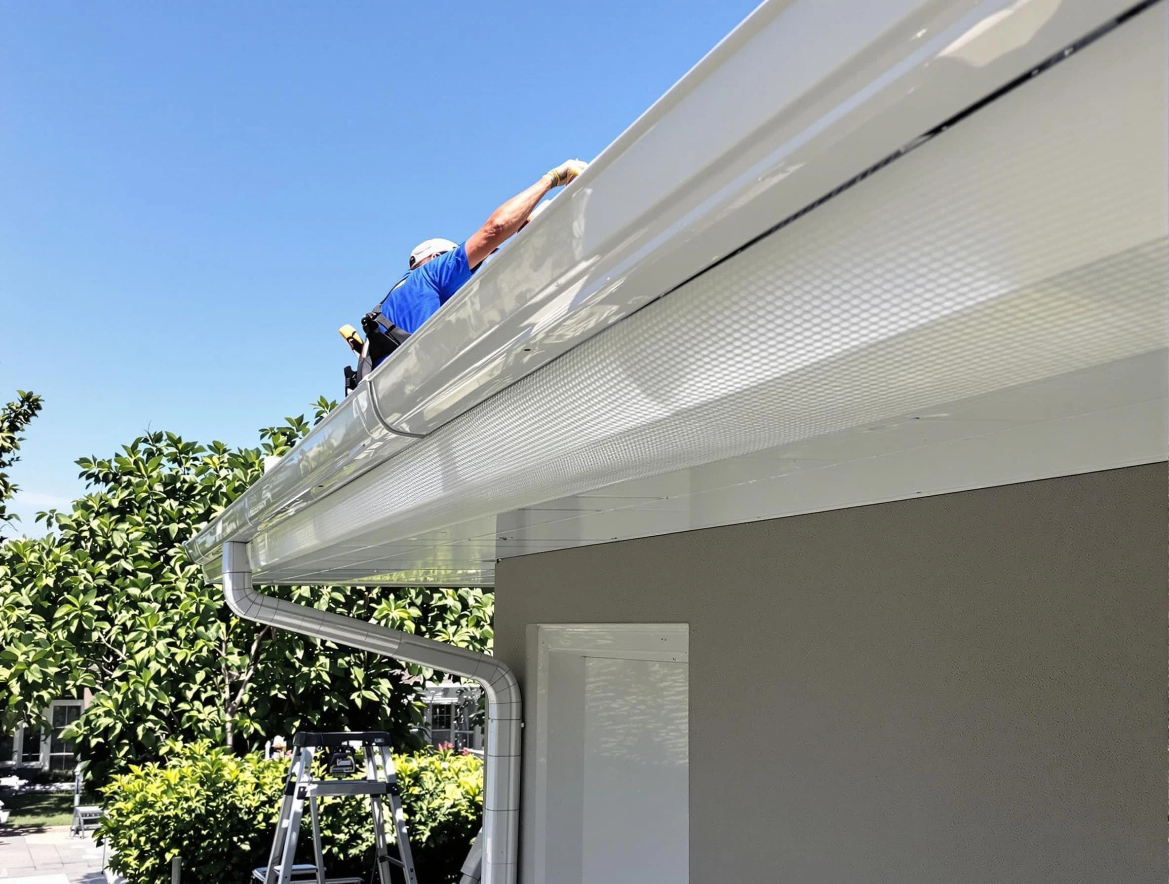 Debris-free gutter guard system by Elyria Roofing Company in Elyria, OH