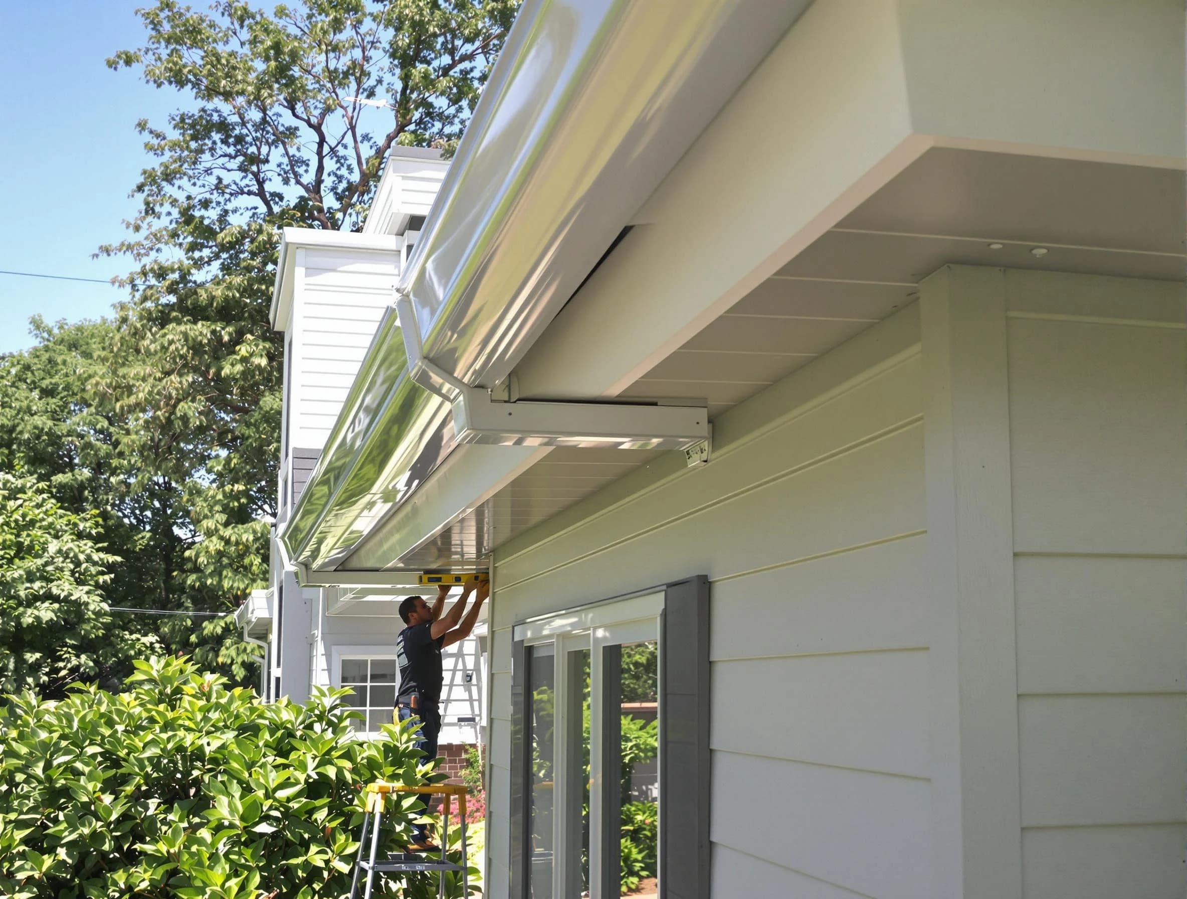 Properly aligned gutter system installed by Elyria Roofing Company in Elyria, OH