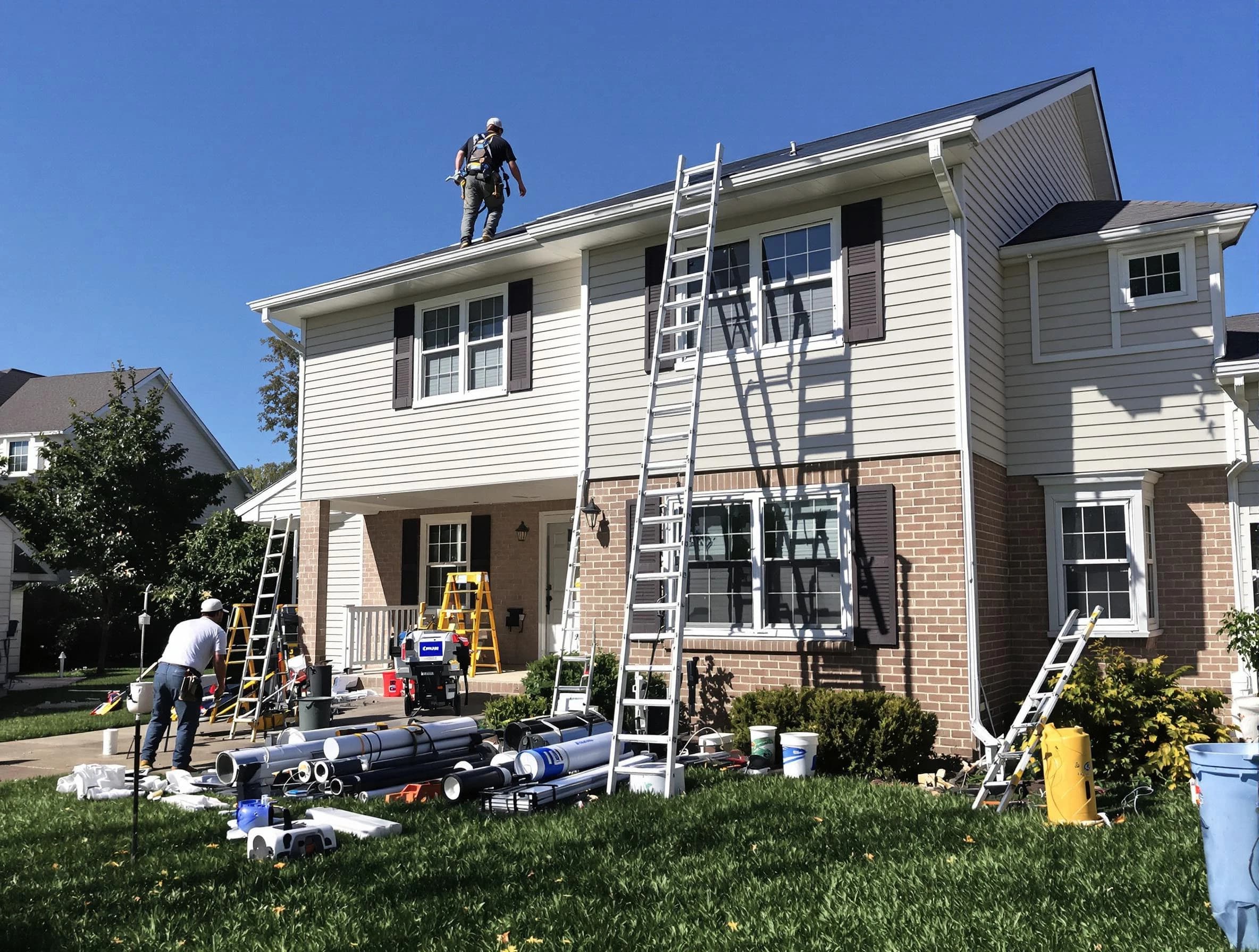 Elyria Roofing Company completing a gutter replacement in Elyria, OH